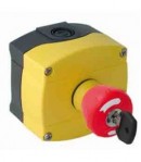 Bouton arret coup de poing dévérouillage par clé sous boîtier