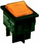 Interrupteur orange à touche basculante pour découpe 30,2 x 22,2 mm