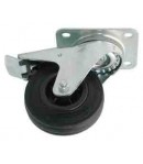Roulette caoutchouc pivotante à frein chape inox