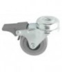 Roulette caoutchouc pivotante à frein chape zinguée ø 50 mm