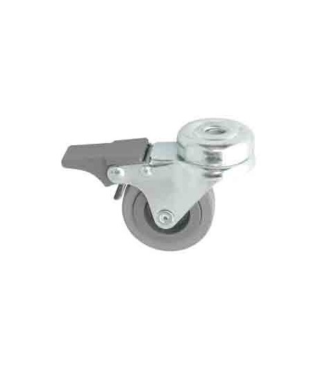 Roulette caoutchouc pivotante à frein chape zinguée ø 50 mm