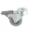 Roulette caoutchouc pivotante à frein chape zinguée ø 50 mm