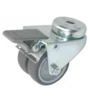 Roulette double caoutchouc pivotante à frein chape zinguée ø 50 mm