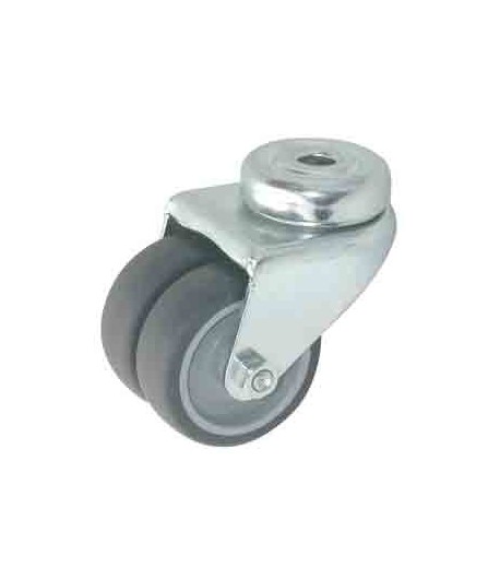 Roulette double caoutchouc pivotante chape zinguée ø 50 mm