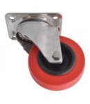 Roulette haute température pivotante à roulements à billes et bandage silicone chape inox ø 100 mm