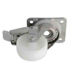 Roulette polypropylène pivotante à frein chape inox