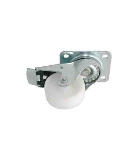 Roulette polypropylène pivotante à frein chape zinguée